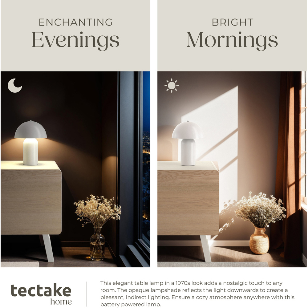 tectake Kade White Retro Battery Powered Table Lamp Image 8