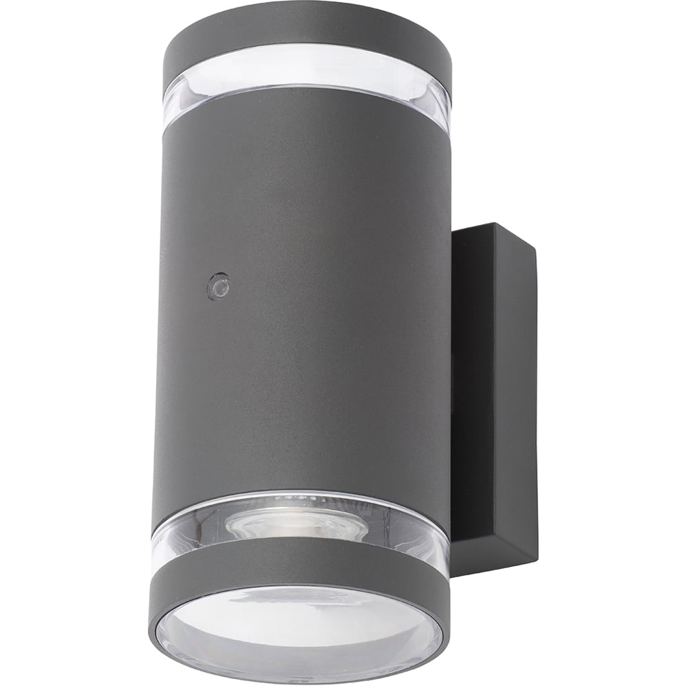 Zink Lens 2 Light Anthracite Photocell Wall Light Image 1