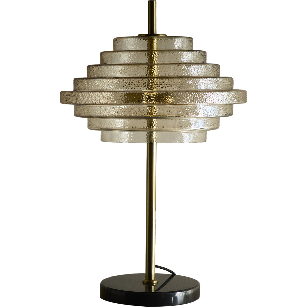 Kliving Aspen Tiered Amber Glass Brass Table Lamp Image 1