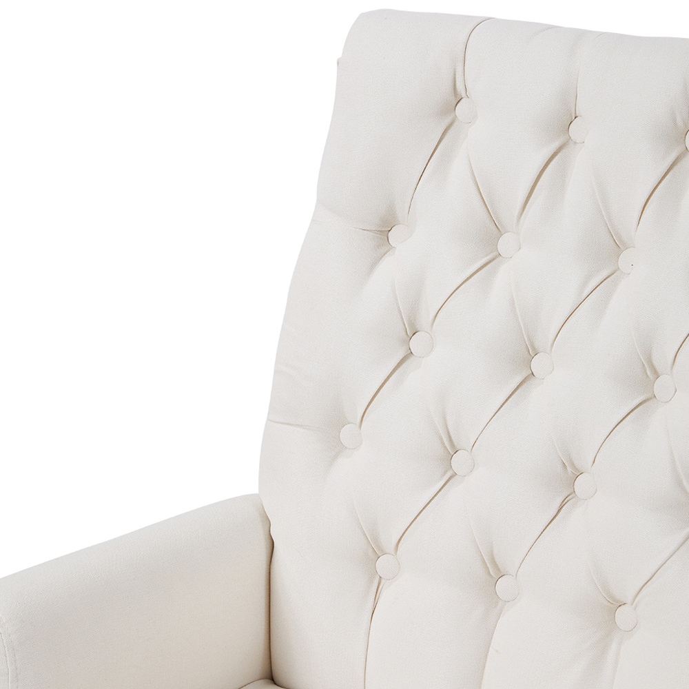 Living and Home Beige White Vintage Nailhead Tufted Dining Chair Image 6