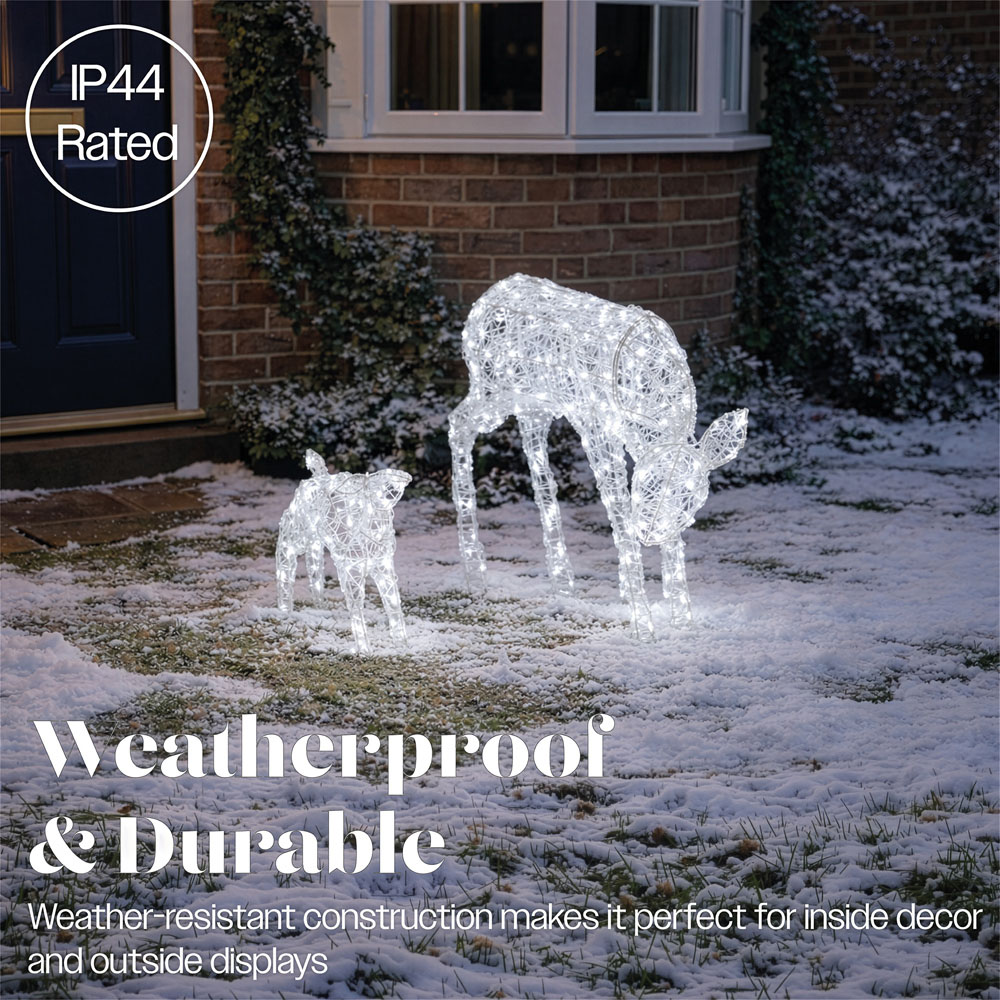 Xmas Haus 230 Bright LED Acrylic Mother and Baby Deer Christmas Decoration Image 4