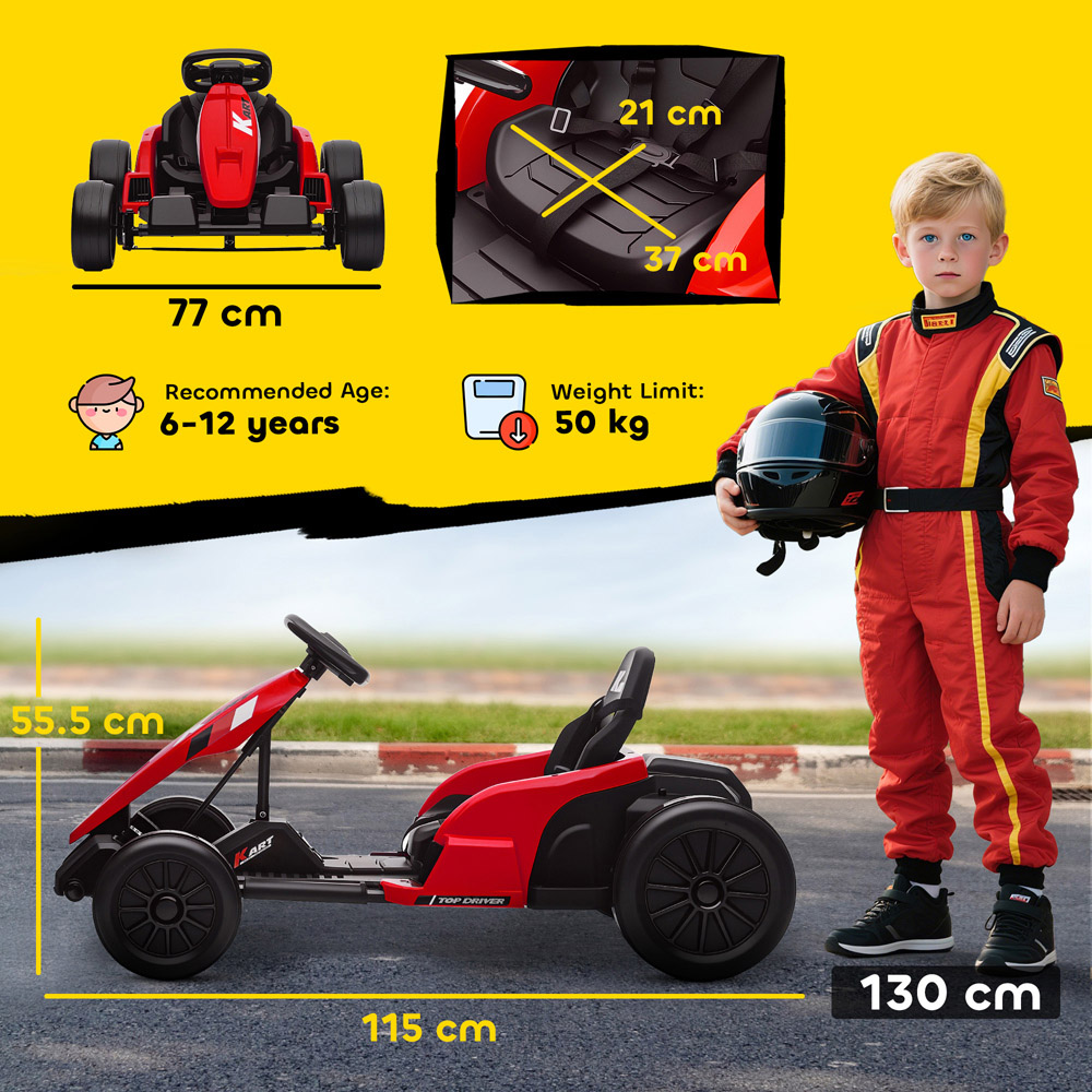 Tommy Toys AIYAPLAY Kids Red Electric Ride One Go Kart with Drift Mode and Adjustable Seat 24V Image 9