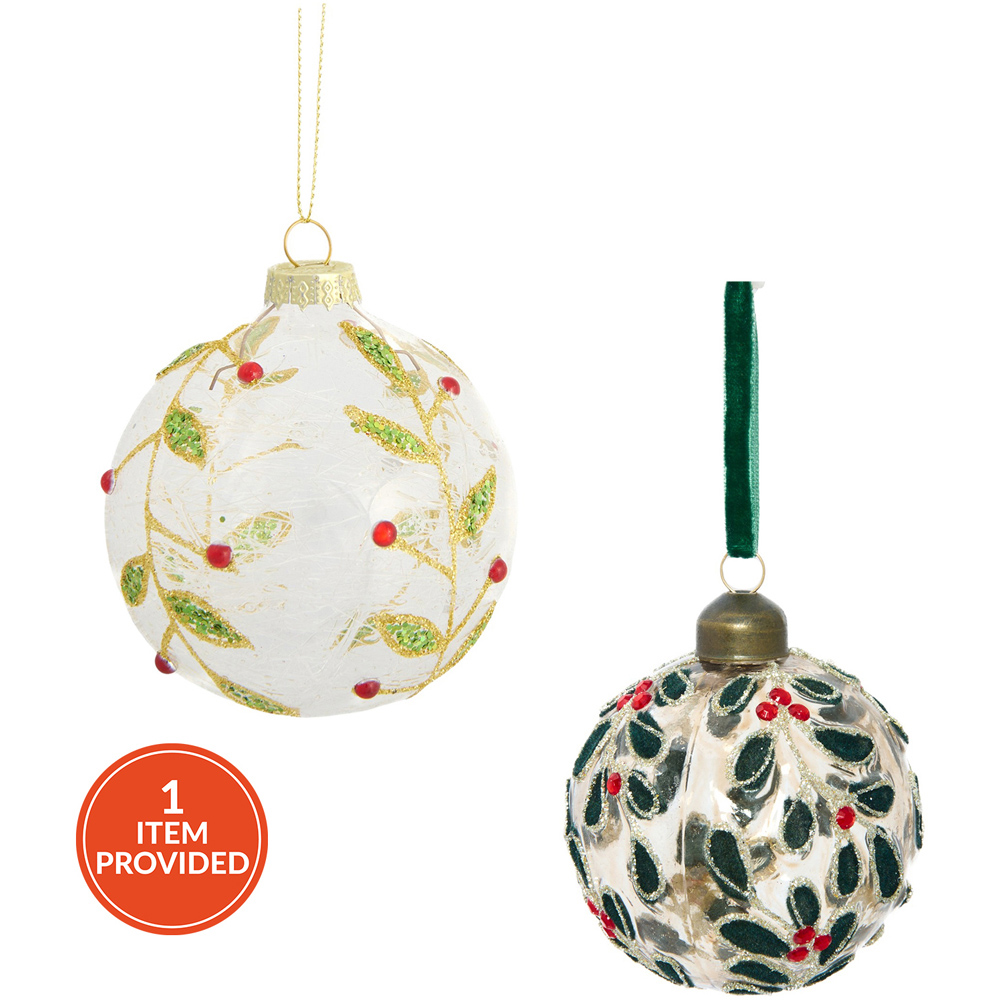 Clear Glitter Leaf Bauble Image 1