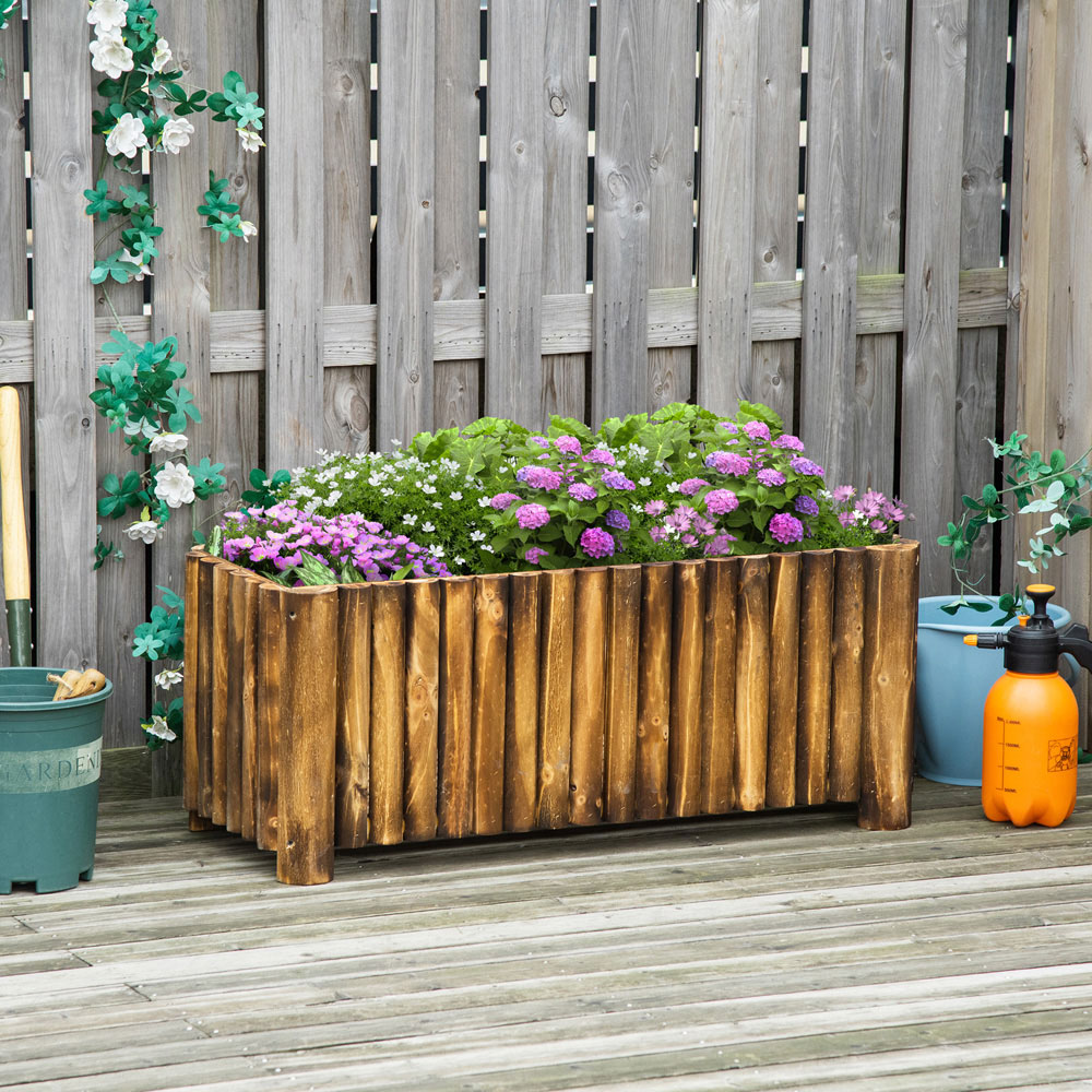 Outsunny Wooden Rectangular Raised Bed Planter 40 x 38.5 x 100cm Image 2