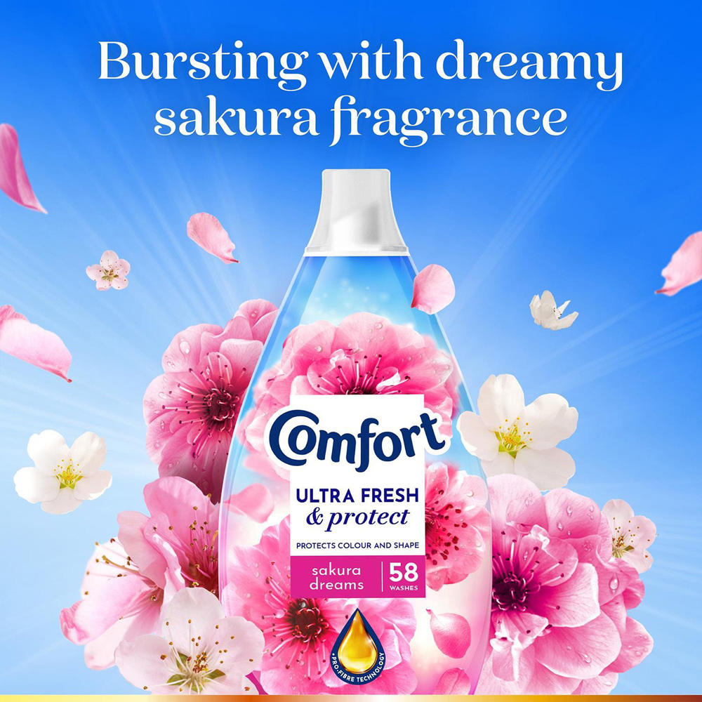 Comfort Ultra Fresh and Protect Sakura Dreams Fabric Conditioner 58 Washes 870ml 6 Pack Image 7