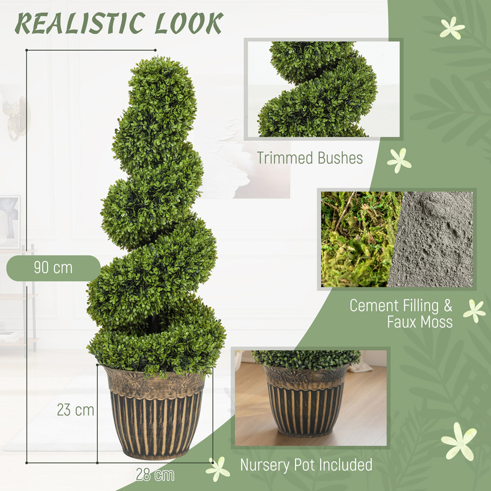 Portland Topiary Spiral Boxwood Artificial Plant in Pot 3ft 2 Pack Image 8
