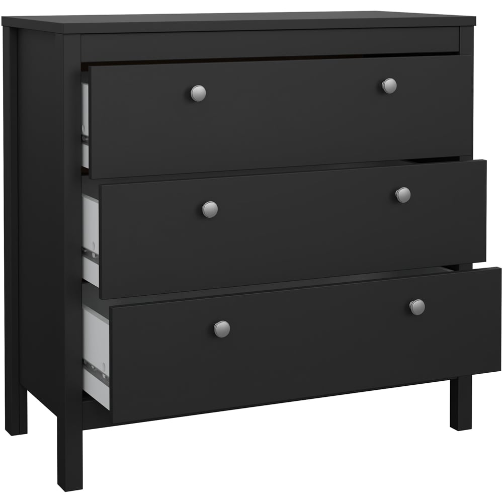 Florence Madrid 3 Drawer Matt Black Chest of Drawers Image 4