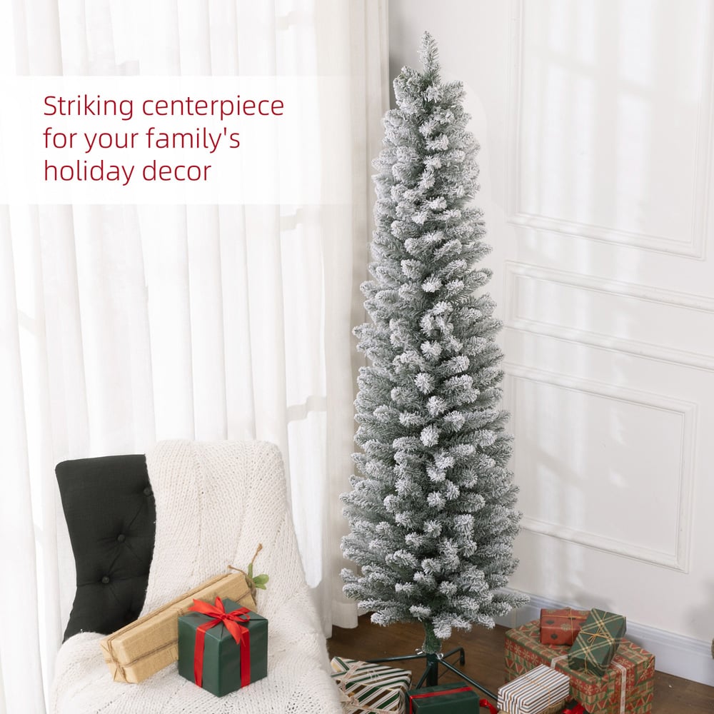 Everglow Snow Flocked Pencil Artificial Christmas Tree 6ft Image 4