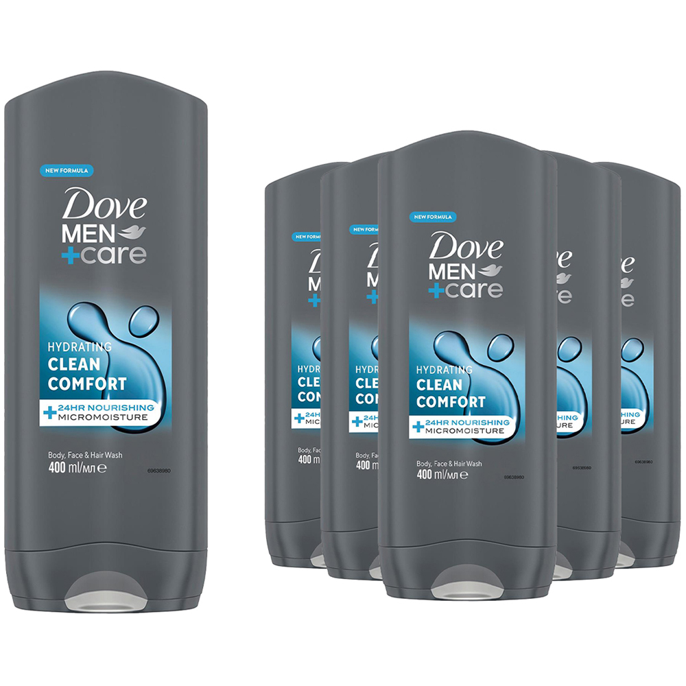 Dove Men+Care Hydrating Clean Comfort 3-in-1 Hair Body and Face Wash 6 Pack Image 1