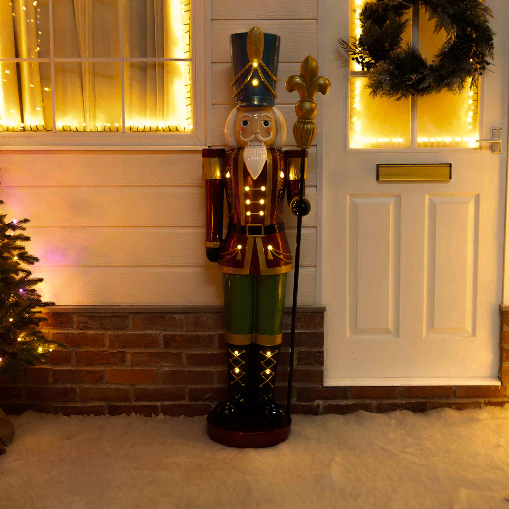 The Christmas Centre Red Green and Gold LED Lights Traditional Nutcracker Soldier 5ft Image 8