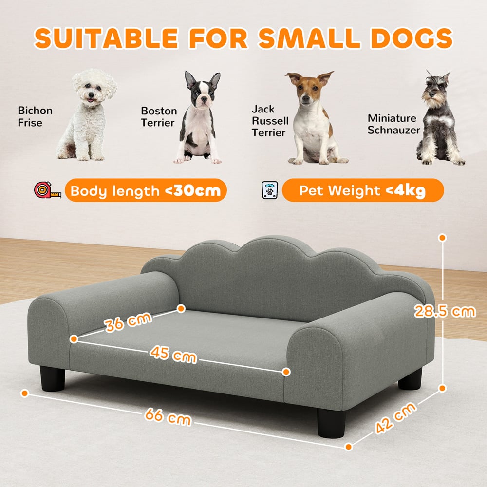 PawHut Grey Small Pet Sofa Bed with Backrest and Armrest Image 9