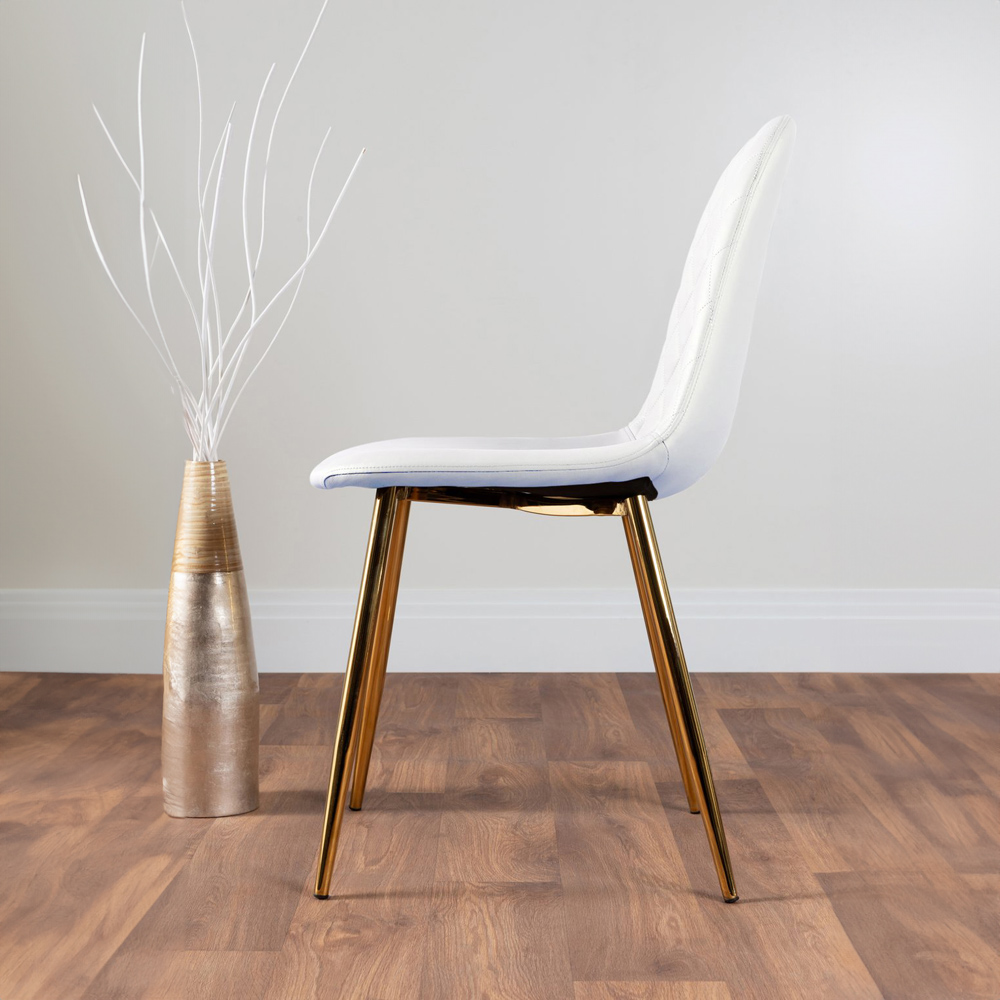 Furniturebox Arona Solara 4 Seater Round Dining Set Gold and White Image 4