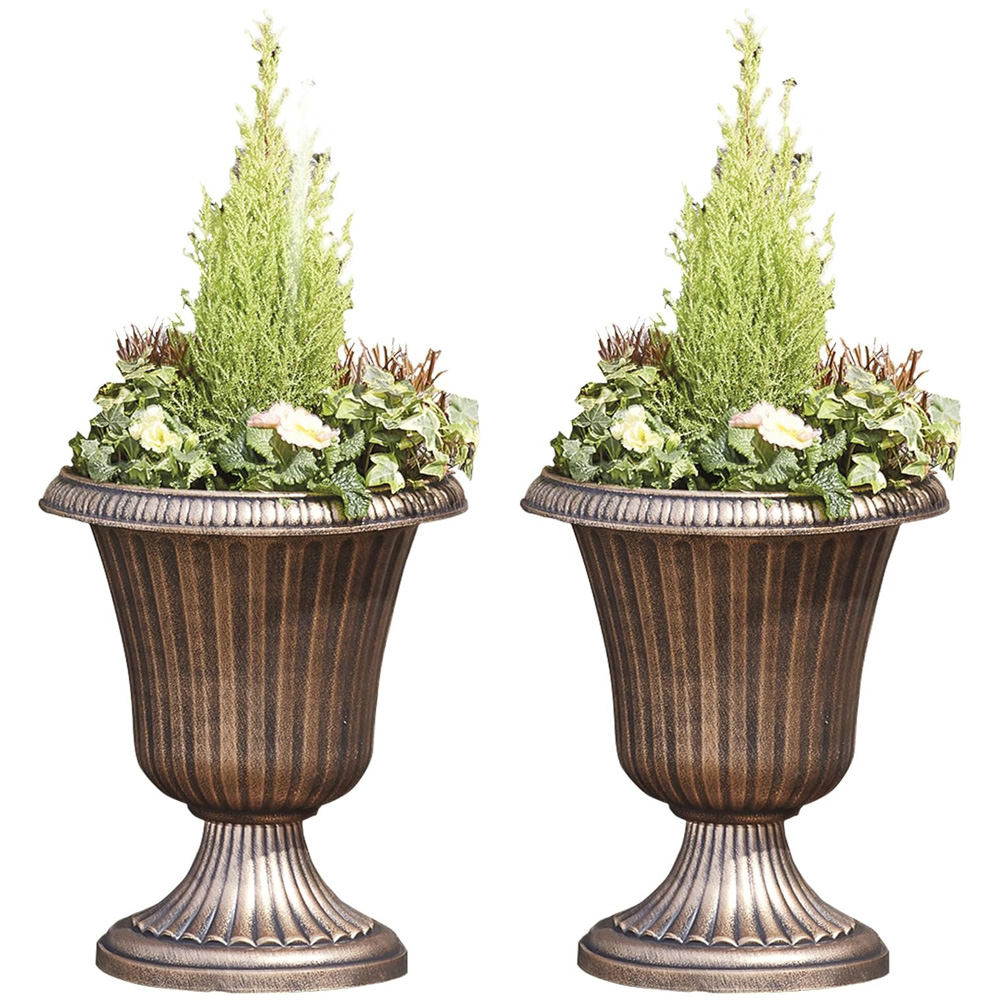 Garden Gear Bronze Urn Planter 2 Pack Image 1