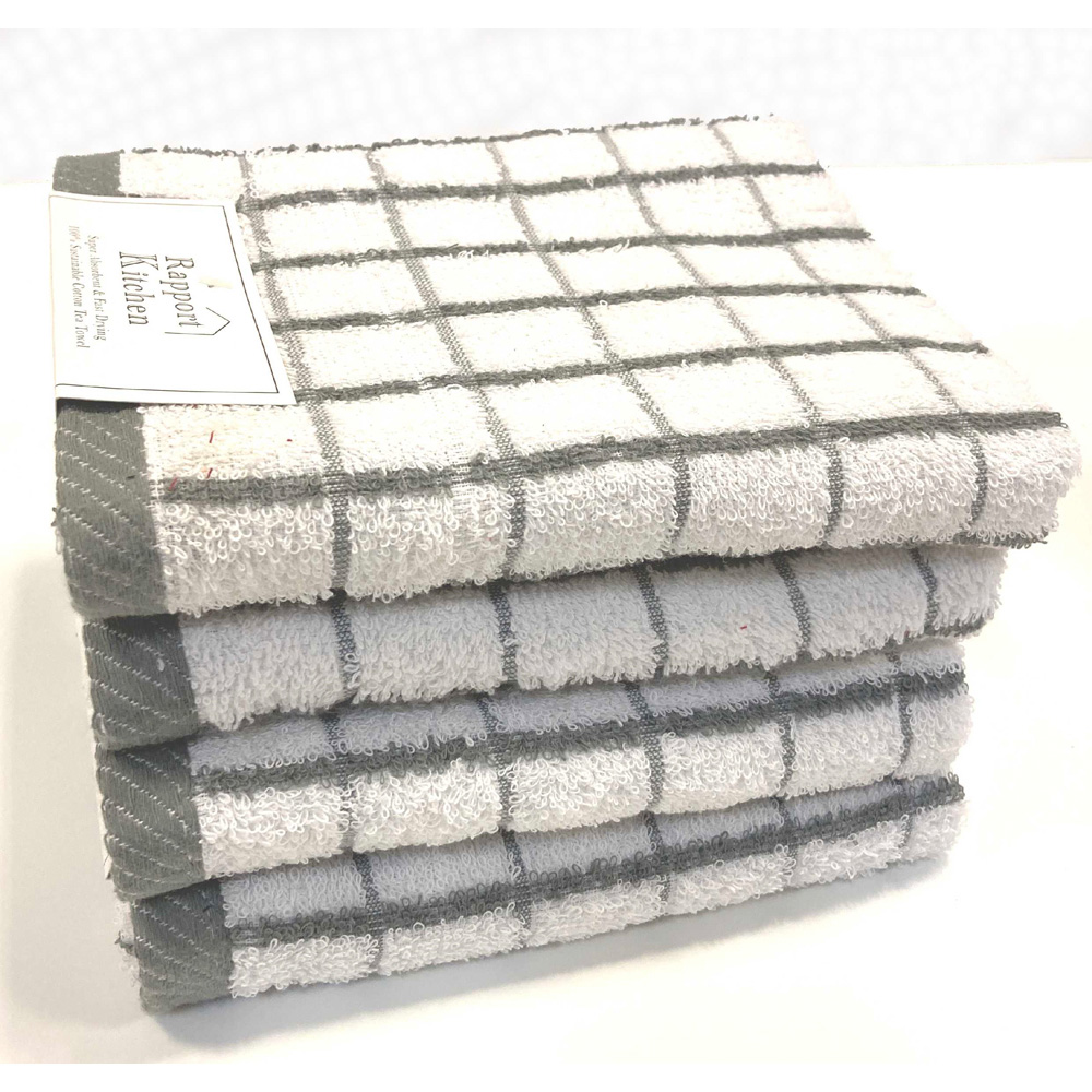 Rapport Home Luxury Grey Pure Cotton Terry Kitchen Towel 50 x 80cm Image 2