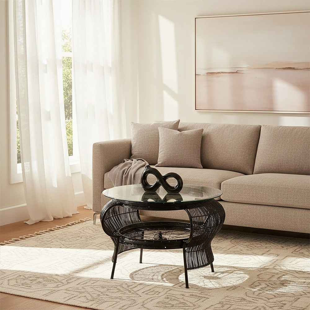 Premier Housewares Mantis Black Finish Bicycle Wheel Design Coffee Table Image 6