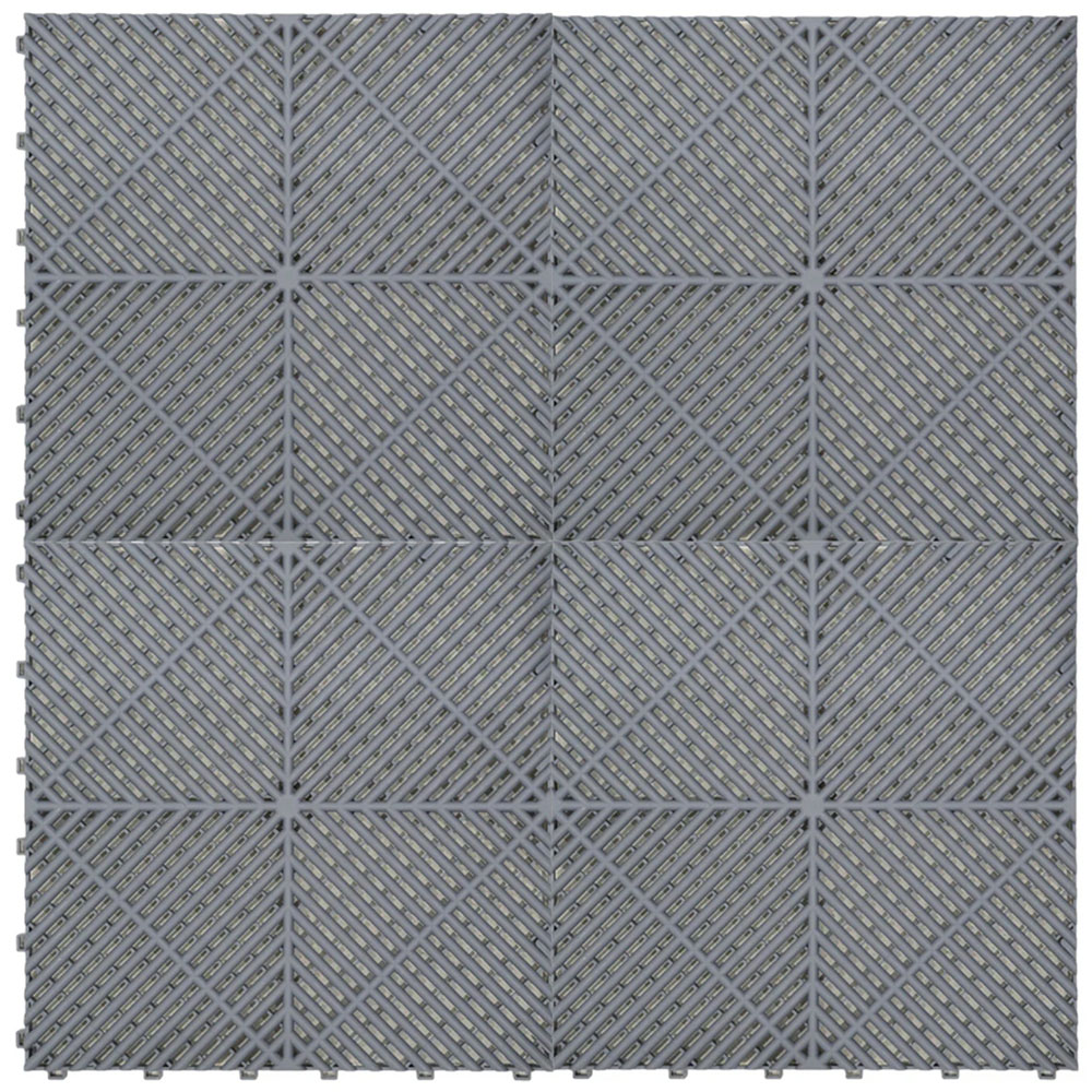Monstershop 120 Grey Vented Garage Floor Tiles with Edges Image 1