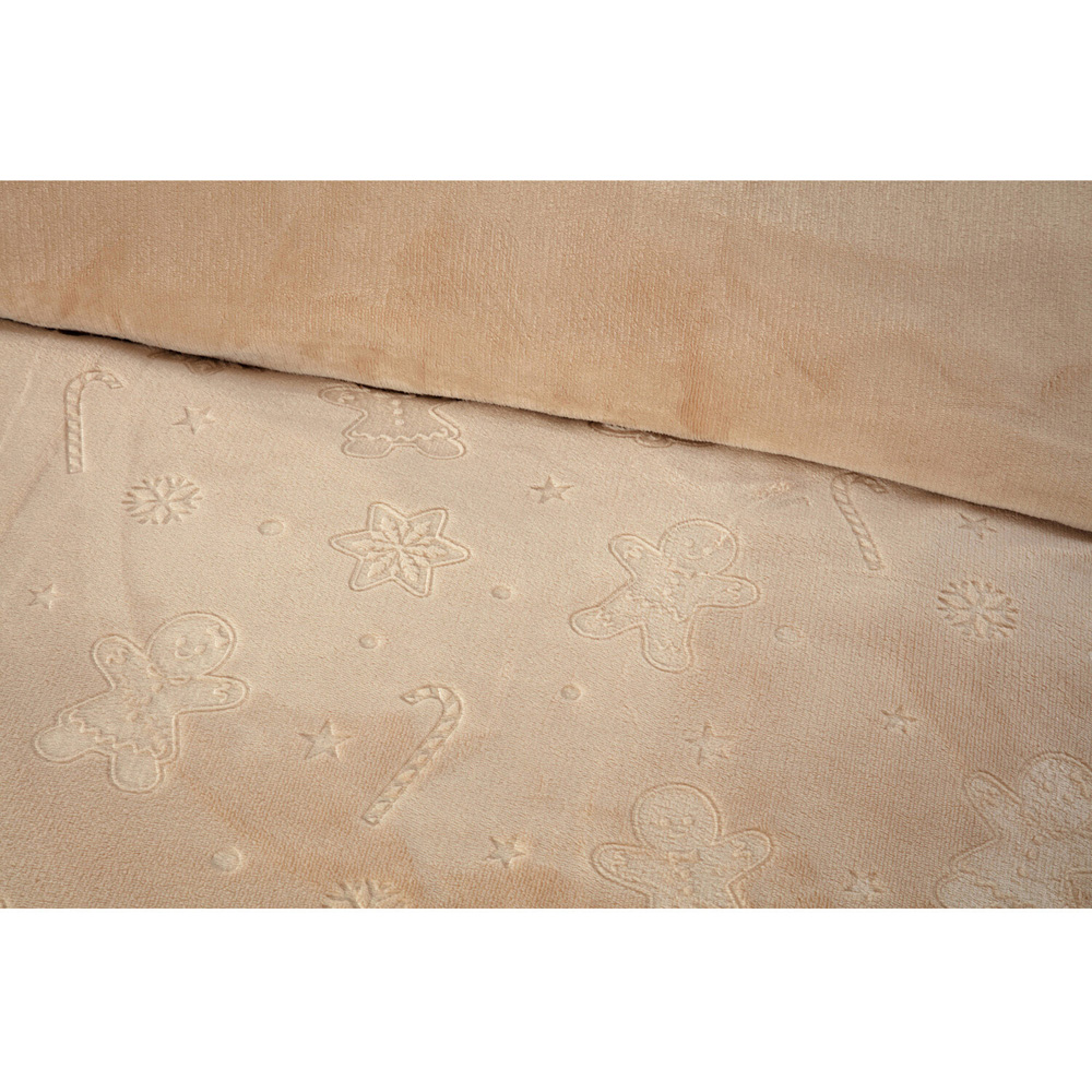 Gingerbread Embossed Fleece Duvet Set Natural Single Image 3