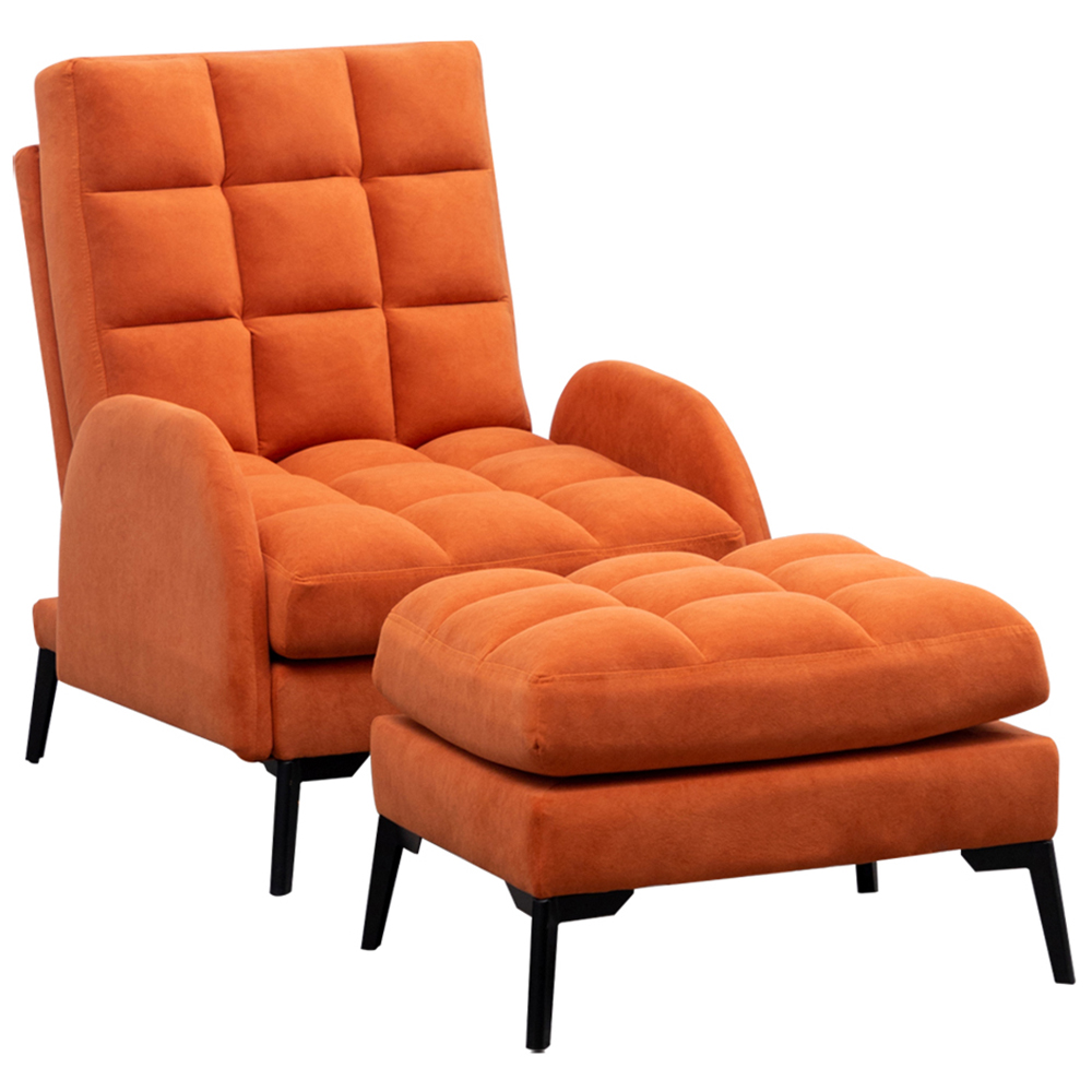Living and Home Orange Recliner Armchair with Footstool Image 2