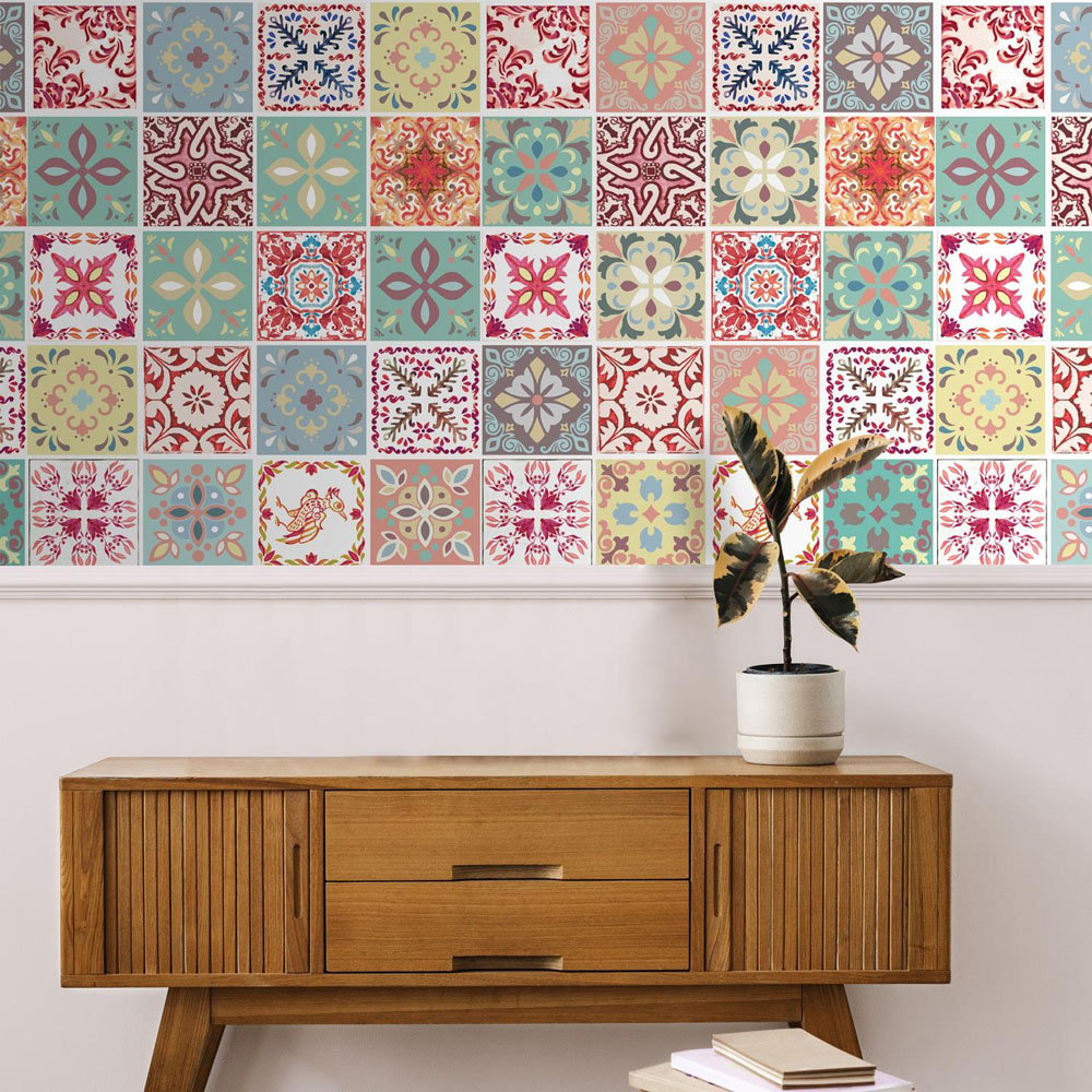 Wallplus Bossa Mediterranean Wall Tile Sticker 15 x 15cm 48 Pack Image 4