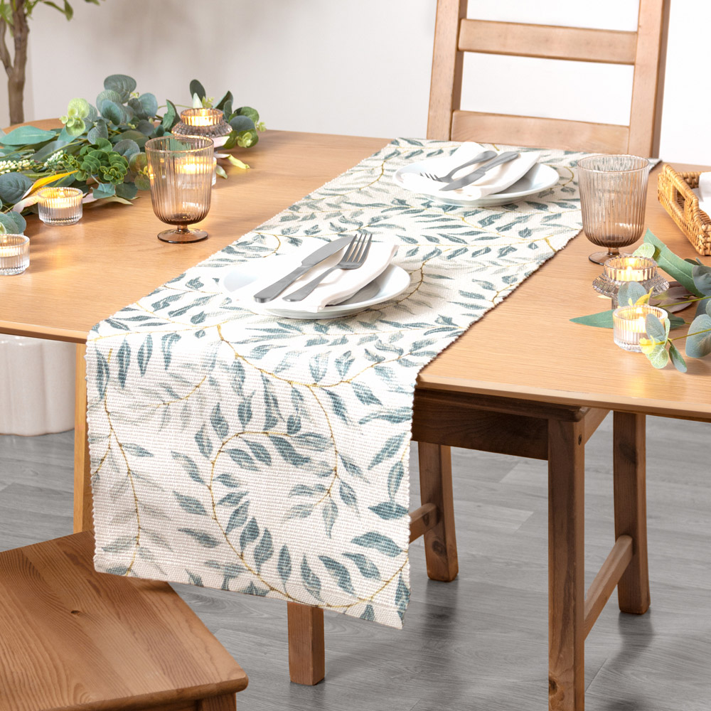 Evans Lichfield Green Vinea Table Runner 180 x 35cm Image 5