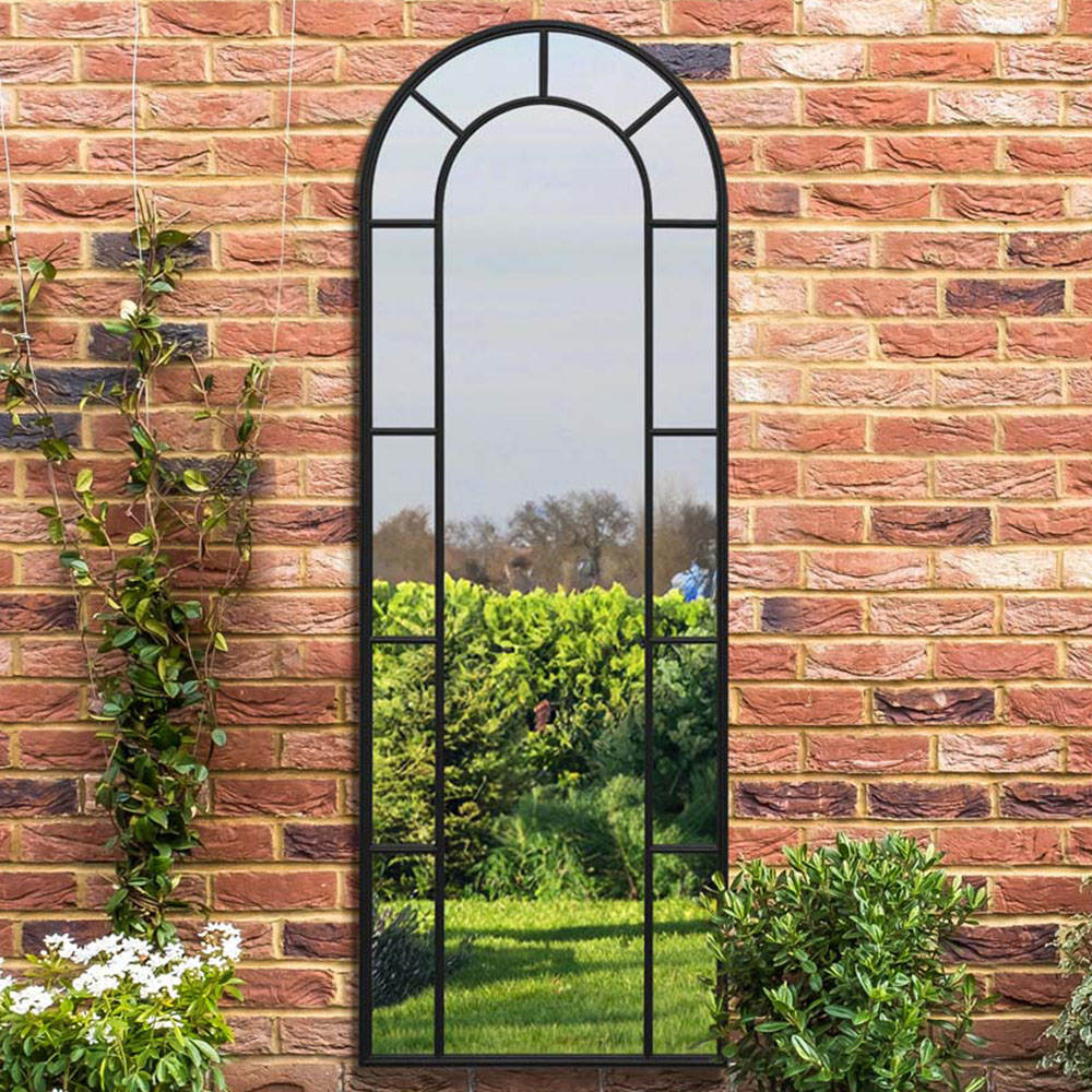 MirrorOutlet The Arcus Black Framed Arched Leaner Garden Wall Mirror 170 x 60cm Image 2