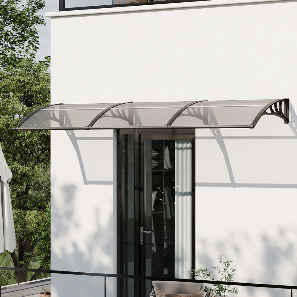Living and Home Dark Grey Arched Door and Window Awning with Water Channel 3 x 1m Image 7
