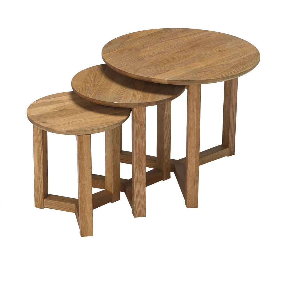 Stow Solid Oak Nest of Tables Set of 3 Image 3