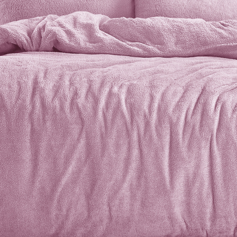Velosso King Size Baby Pink Teddy Fleece Duvet Set Image 3