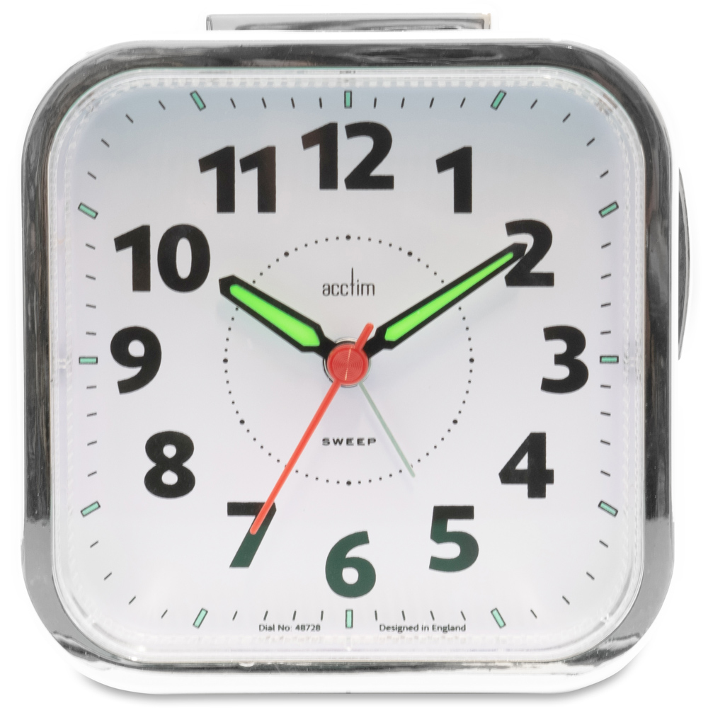 Acctim Otis White and Chrome Non-Ticking Sweep Bell Alarm Clock 10cm Image 2