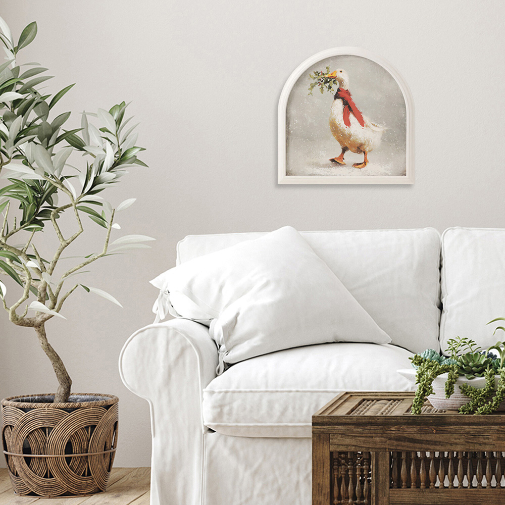 Mistletoe Duck Arched Framed Art Image 6