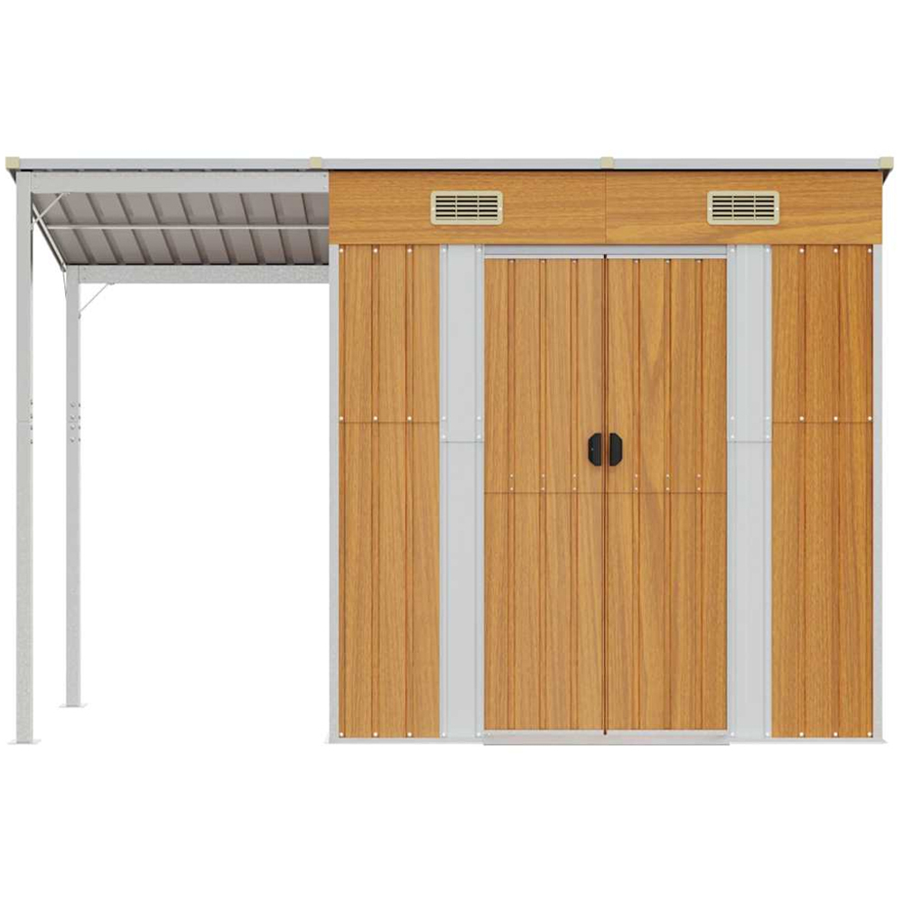 vidaXL 9 x 3ft Brown Galvanised Steel Garden Shed with Extended Roof Image 3