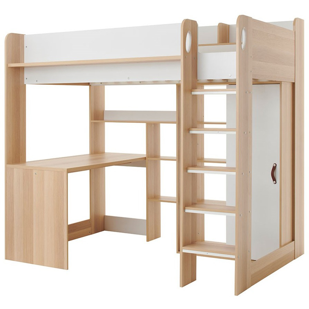 Flair Ava Single High Sleeper Bed with Desk Wardrobe and Storage Image 2