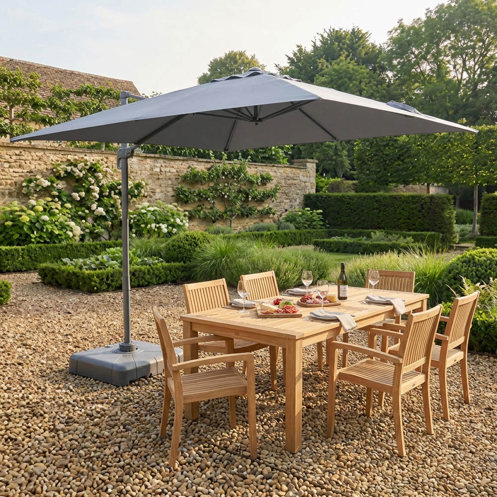 Roma Rectangular Parasol Grey Image 6