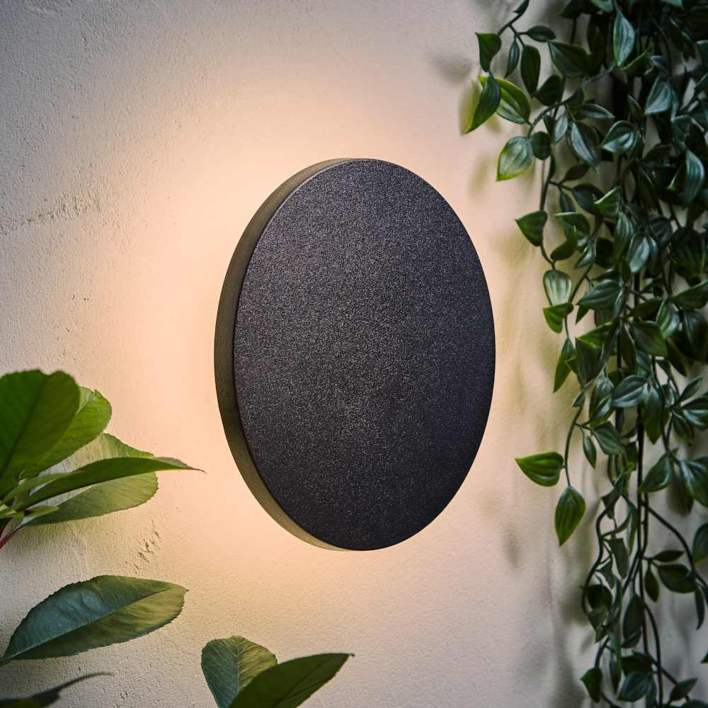 ValueLights Chad Matte Black Backlit Circle LED Outdoor Wall Light Image 2