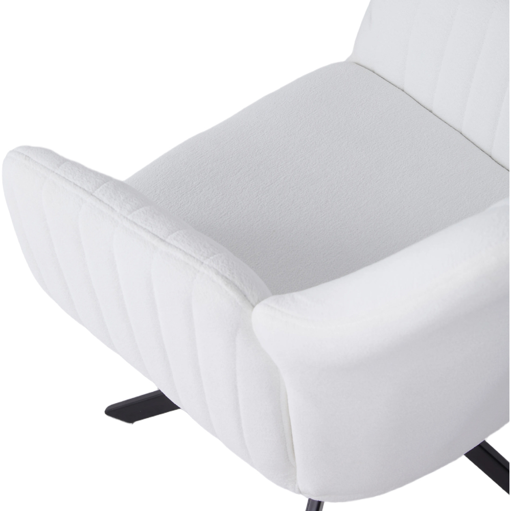 Living and Home White Teddy Fleece Upholstered Swivel Chair Image 4