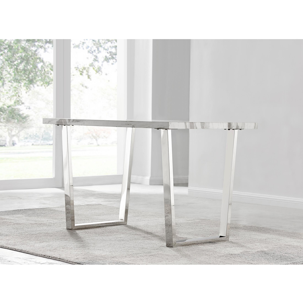 Furniturebox Solo 4 Seater White Marble Effect Dining Table Image 7