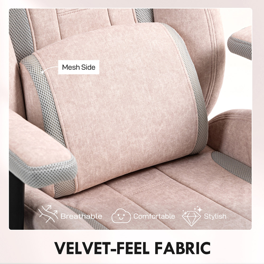 HOMCOM Pale Pink Gaming Chair with Swivel Wheels Image 8