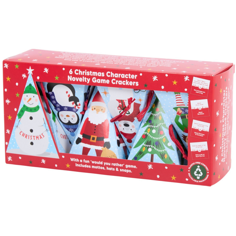 Pack of 6 Novelty Christmas Character Games Crackers Image 2