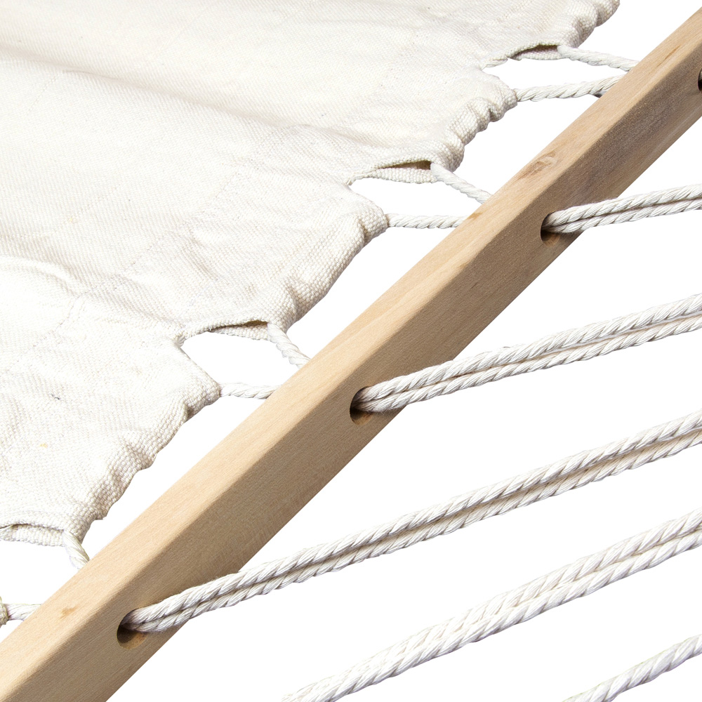 Charles Bentley Cream Canvas Hammock with Wooden Arc Stand Image 3