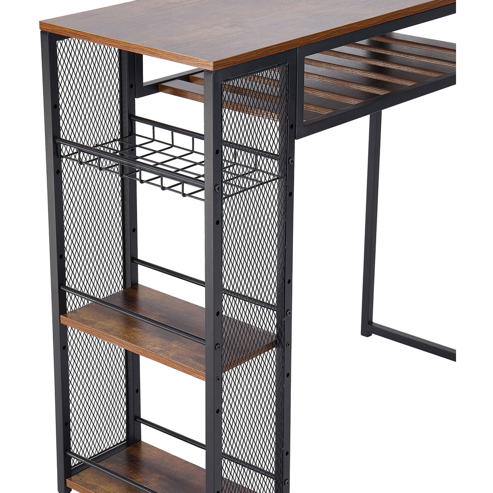 Living and Home 2 Seater Bar Table Set Vintage Brown and Black Image 3