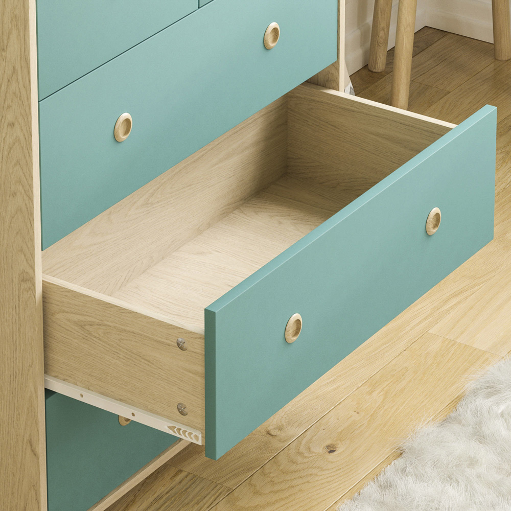 Junior Vida Neptune 5 Drawer Blue and Oak Storage Chest Image 5