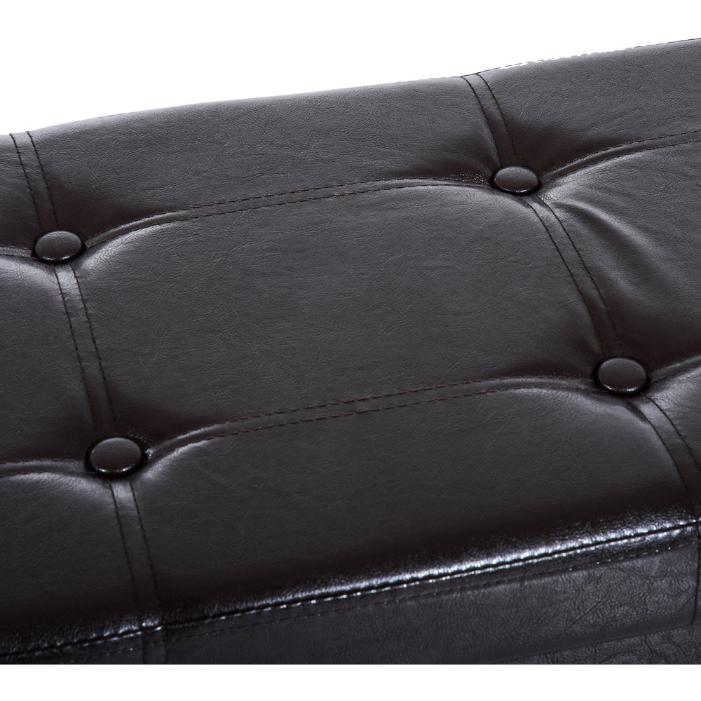 Portland Brown Tufted Faux Leather Folding Ottoman Image 3