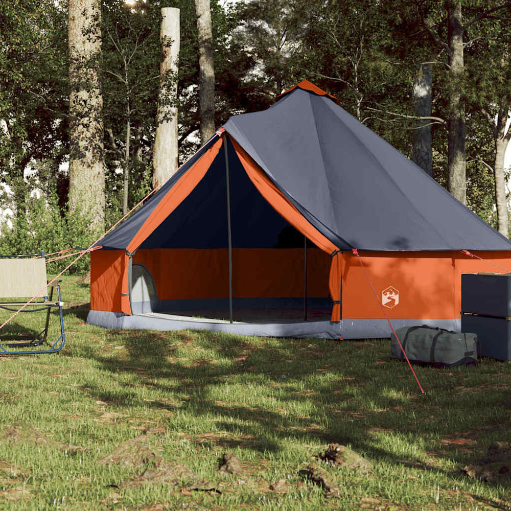 Walplus 6 Person Waterproof Tipi Family Tent Grey and Orange Image 2