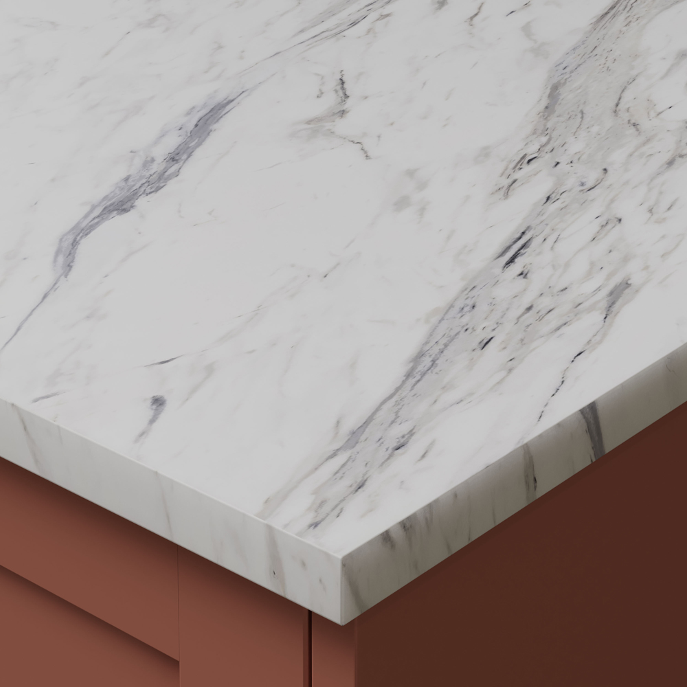 Omega Calcutta Marble Effect Laminate Square Edge Kitchen Worktop 3000 x 620 x 22mm Image 2