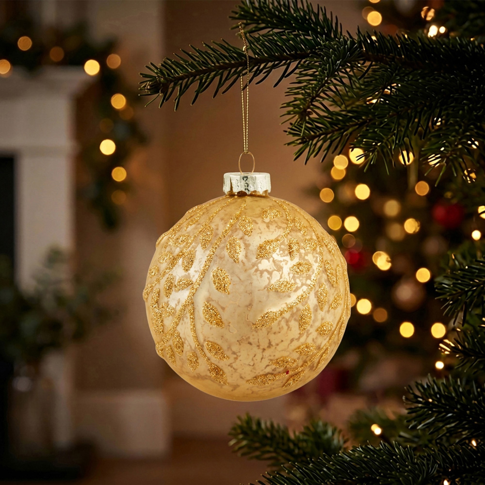 Glittering Gold Leaf Bauble Image 2