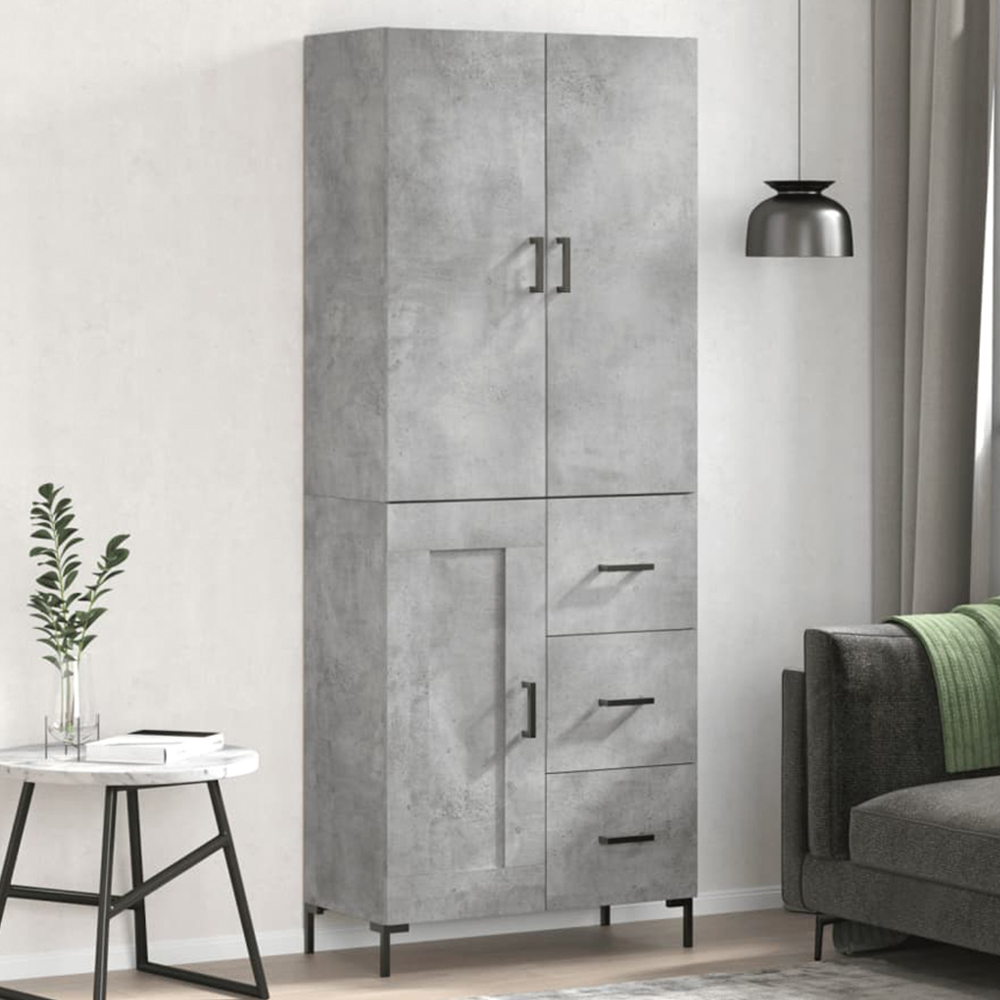 vidaXL 3 Door 3 Drawer Concrete Grey Highboard Image 1