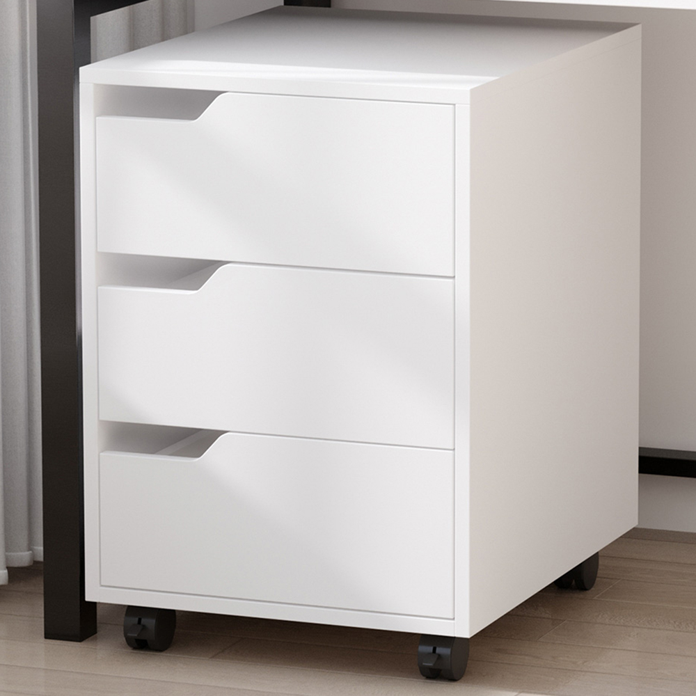 HOMCOM 3 Drawer White File Cabinet with Wheels Image 1