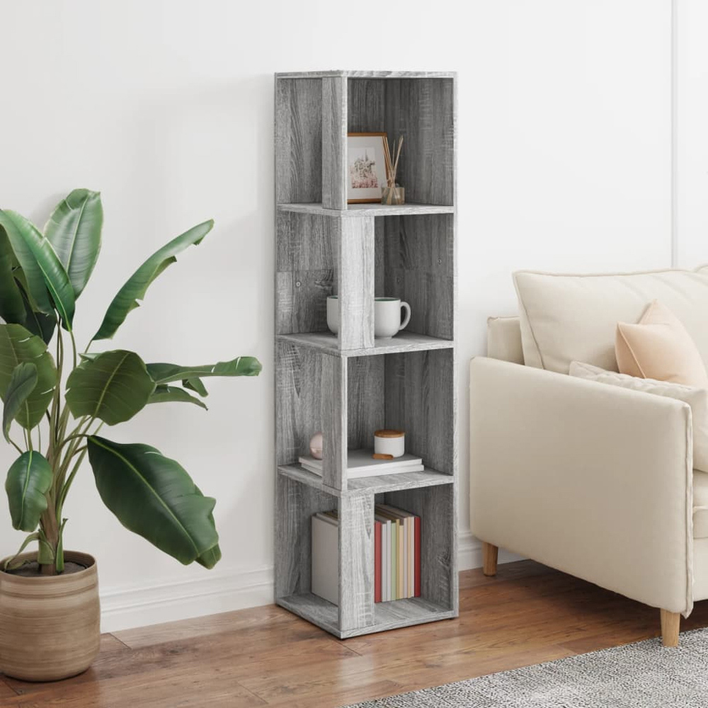 vidaXL 4 Shelf Grey Sonoma Corner Cabinet Image 7