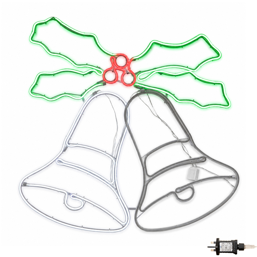 Samuel Alexander Multicolour LED Light-Up Neon Christmas Bell 78cm Image 2