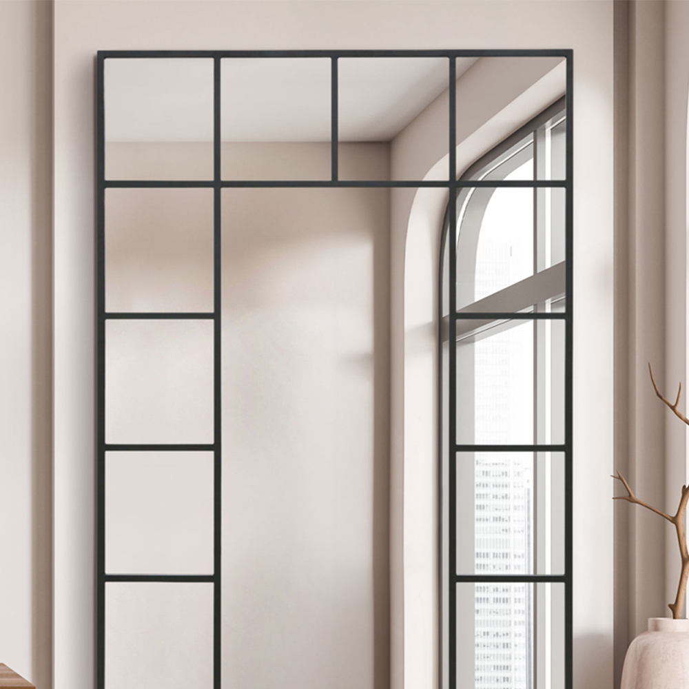 The Fenestra Black Window Metal Leaner Wall Mirror 200 x 120cm Image 3